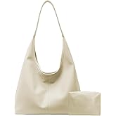 JueiXeoy Leather Hobo Bags for Women Slouchy Tote Bag Retro PU Leather Purse Soft Shoulder Handbags Large Work Tote Bag 2pcs