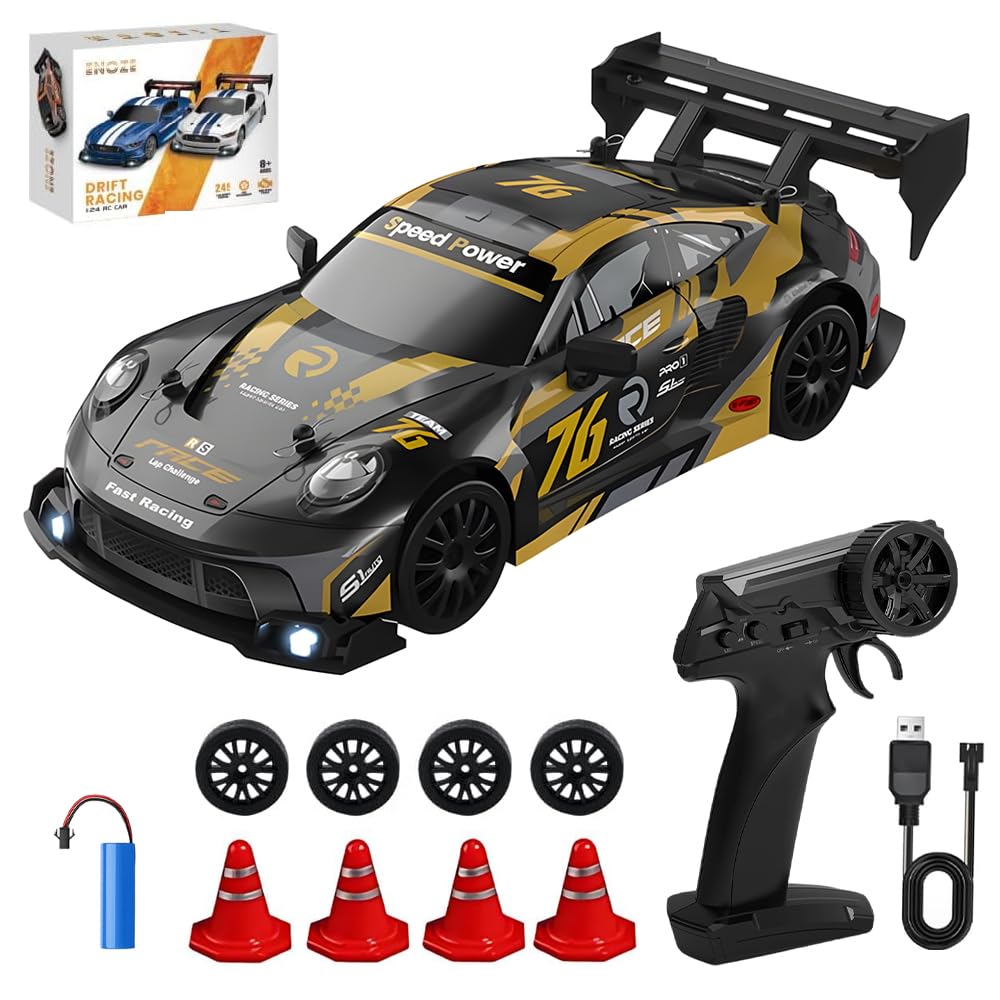 Hojalis RC Drift Car, 1:24 20KM/H Remote Control Mini Drift Cars with Cool Lighting, 4WD 2.4GHz High Speed Racing Vehicle Drifting Cars, Rechargeable Mini RCDrift Car for Kids and Adults