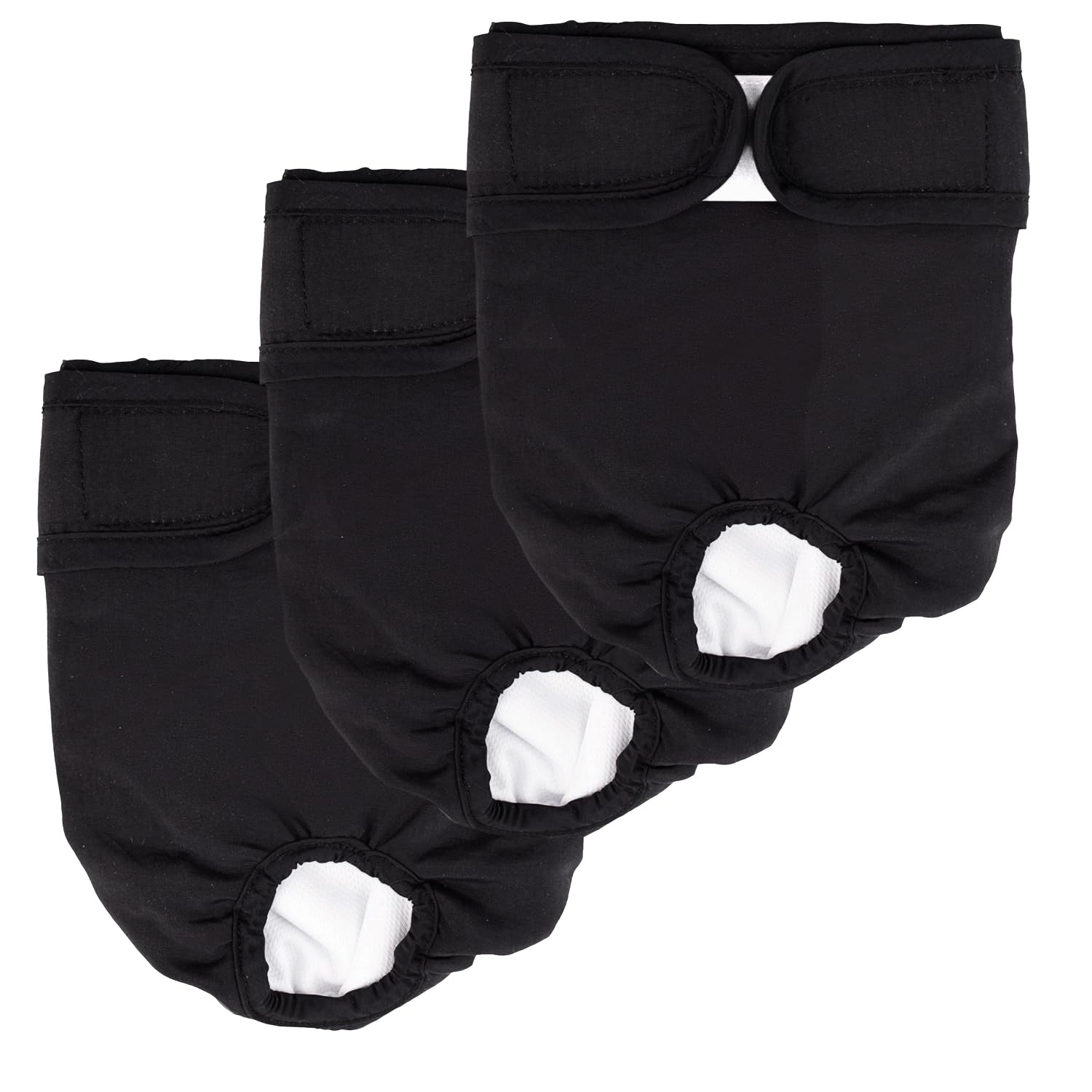 LATRAT 3 Piece Black Reusable Dog Diapers for Boys and Girls (S)