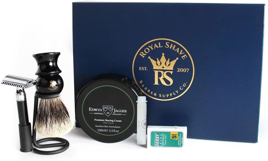 RoyalShave Double Edge Safety Razor Set, Featuring Edwin Jagger DE86 - Aloe Vera