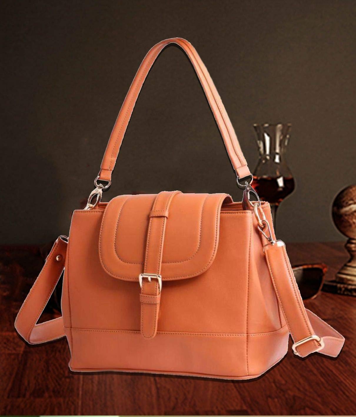 women marks women's pu handbag, 6x9-inch(orange)