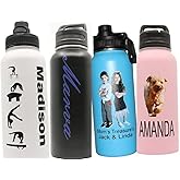 Personalized Stainless Steel Sports 32oz Hydro Water Bottle With Custom Photo Print & Engraved Free - Vacuum-insulated, 32-fluid-ounce body keeps liquids pipping hot or icy cold for hours on end!
