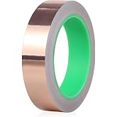 BOMEI PACK Copper Foil Tape 1 Pack 1.97mil x 1inch x 66ft with Conductive Adhesive for Guitar and Crafts, Soldering, Stained Glass, Electrical Repairs, Grounding