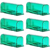 6 Pack Humane Mouse Traps Catch and Release Pet and Child Safe No Poison Green Color