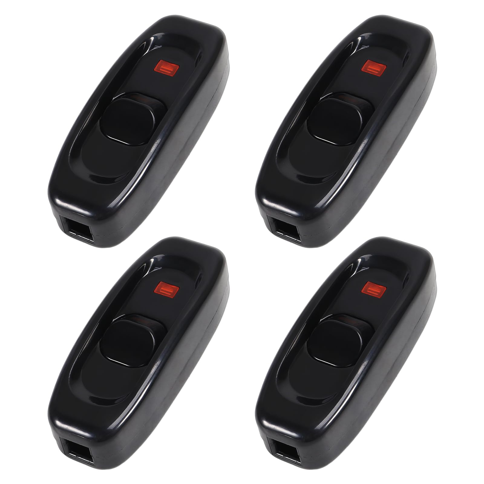 ALAMSCN 4PCS Inline Switch AC 250V 10A Inline Cord Switch with LED Indicator Light for Table Lamp Desk Bed LED Lights (Black)