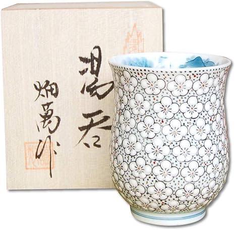 Amazon 湯のみ 湯飲み おしゃれ 高級 有田焼 伊万里焼 畑萬陶苑 玉彩梅詰 大 ゆのみ茶碗 日本製 木箱入り 湯呑み オンライン通販