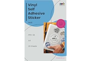 PPD Lot de 20 feuilles de papier autocollant mat en vinyle imprimable pour imprimante à jet d'encre, 21,6 x 27,9 cm, impressi