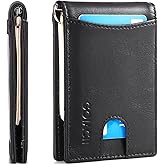 FALAN MULE Mens Wallets,Slim Leather Wallet for Men with Money Clip RFID Blocking Card Holder Minimalist Mini Bifold