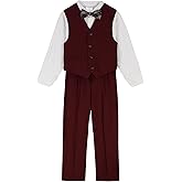 Calvin Klein Boys 4-Piece Formal Dress Up Suit Vest Set, Vest, Pants, Collared Dress Shirt, and Tie