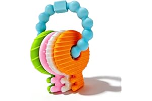 YAPROMO Baby Silicone Teething Keys Toy, Cute Key Ring Shape Chew Toy, Perfect First Easter Basket Stuffers for Babies 3-18 M