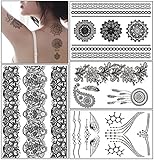 Glamorstar Temporary Tattoo Stickers, Fashion Black Lace 4 Different Sheets Waterproof Body Art Tattoo Sticker for Women, Teens & Girls