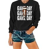 WEEPINLEE Women Football Game Day Sweatshirts Crewneck Graphic Pullover Sweatshirt
