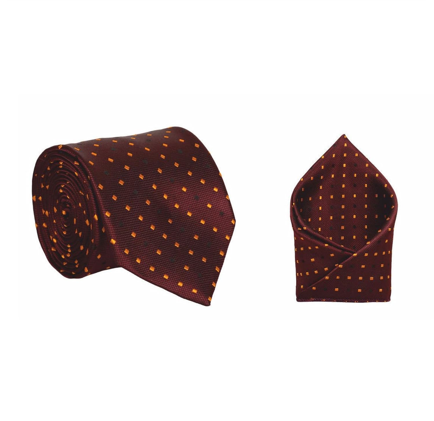 tieon men's designer neck tie & pocket square_3 inch_red_self