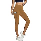 ICTIVE Women's Capris Yoga Pants with Pockets Crossover V Cross High Waisted Fitness Running Leggings