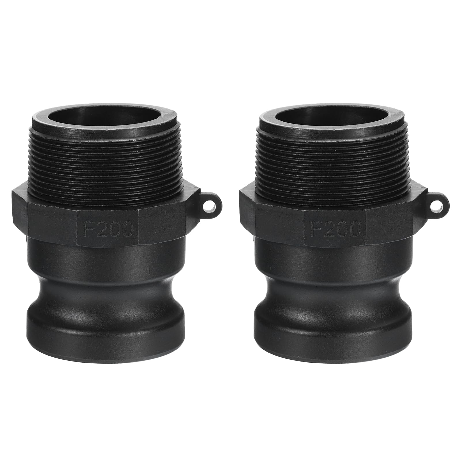 PATIKIL Poly Cam Lock Fittings, 2 Pcs 2" Part F Male Adapter x Male Thread Cam Groove Hose Fittings Polypropylene Cam Lock Fittings, Black