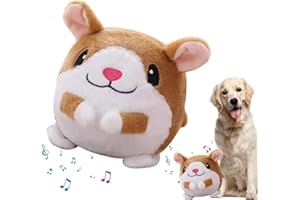 TASUNTE Active Moving Pet Plush Toy, Interactive Dog Toy Pet Bouncing Balls, USB Rechargeable Interactive Washable Cartoon Pig Plush Sound Electronic Dog Toy, Small Plush Sound Toys for Dogs (C)