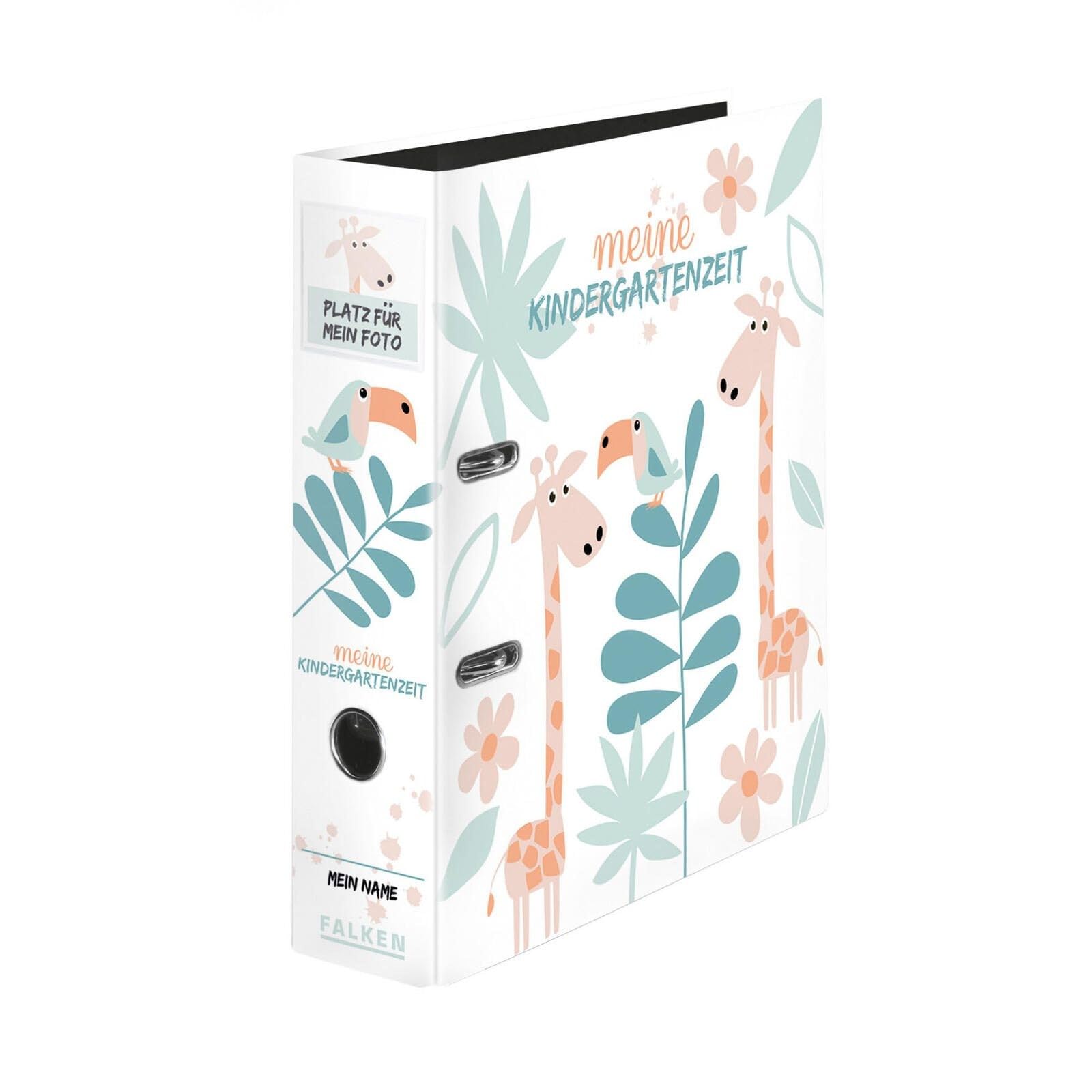 FALKEN Original Motif Folder Kindergarten with Insert Pocket. Made in Germany. 8 cm Wide DIN A4 Motif Jungle, Ring Binder File Folder