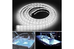 ROLiGHTiC Marine Submersible Boat LED Strip Lights, 12V 4FT IP68 Waterproof Underwater Led Lights, Boat Interior Light, Boat 