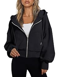 Trendy Queen Hoodies for Women Full Zip Up Cropped