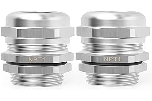 QCQIANG 2pcs NPT 1" Nickel-Plated Copper Waterproof Cable Gland, Adjustable 18-25mm Cable Gland Protectors
