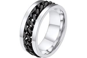 ChainsPro Fidget Ring Cuban Link/Spinner Rings for Men 18K Gold Tone/Stainless Steel/Black Cuban Ring Size #06-#12 Mens Rings