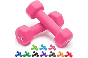 Portzon Weights Dumbbells 10 Colors Options Compatible with Set of 2 Neoprene Dumbbells Set,1-15 LB, Anti-Slip, Anti-roll, Hex Shape for Shoulder,Neck, and Hand Training for Seniors