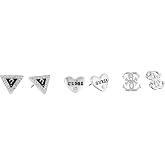 GUESS "Basic" Silver Heart, 4G and Triangle Stud Earrings