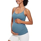 CRZ YOGA Butterluxe Y Back Maternity Tank Tops for Women Ruched Pregnancy Basic Camisole Sleeveless Athletic Yoga Shirts