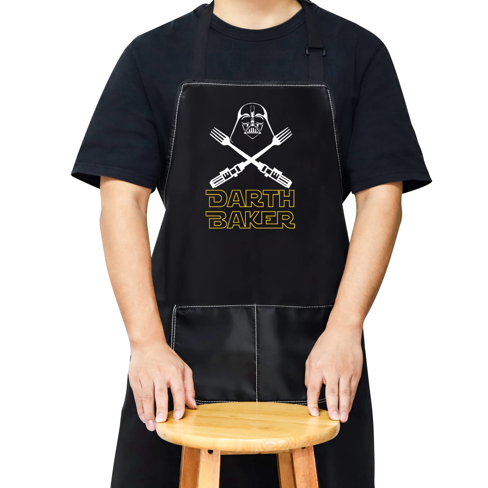 WZMPA Baker Apron Movie Fans Gift Movie Adjustable Kitchen Apron With Pocket For Baking Cooking Grilling (Darth Ap)