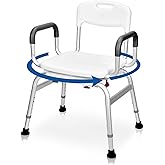 Sangohe Shower Chair for Inside Shower - 360⁰ Swivel Shower Chair - Heavy Duty Shower Seat with Back - Shower Chair for Batht