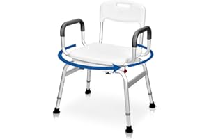 Sangohe Shower Chair for Inside Shower - 360⁰ Swivel Shower Chair - Heavy Duty Shower Seat with Back - Shower Chair for Bathtub with Arms for Handicap - Shower Seats for Elderly, 788A