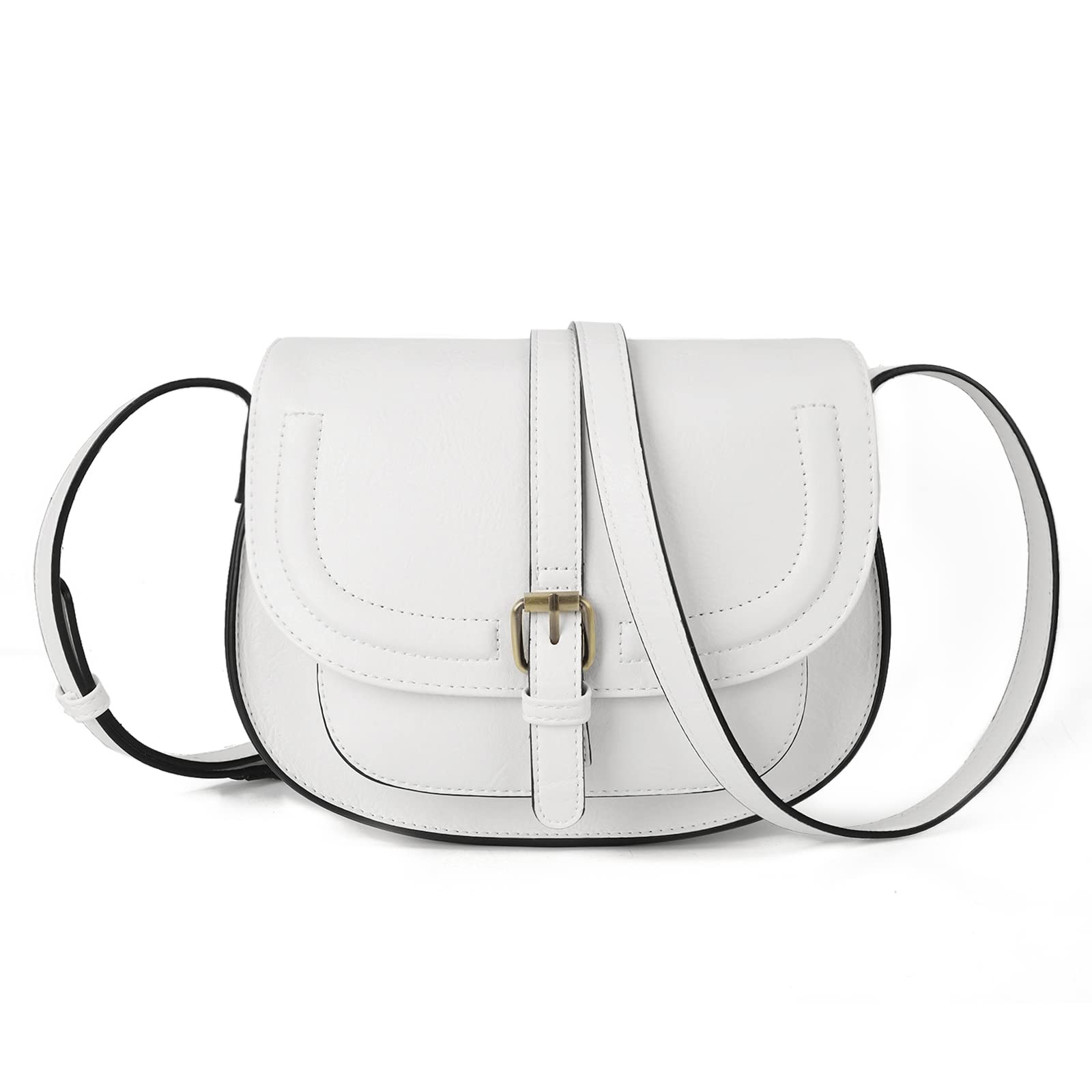 Photo 1 of AFKOMST Crossbody Bags for Women,Small Saddle Purse and Boho Cross Body Handbags,Vegan Leather, White