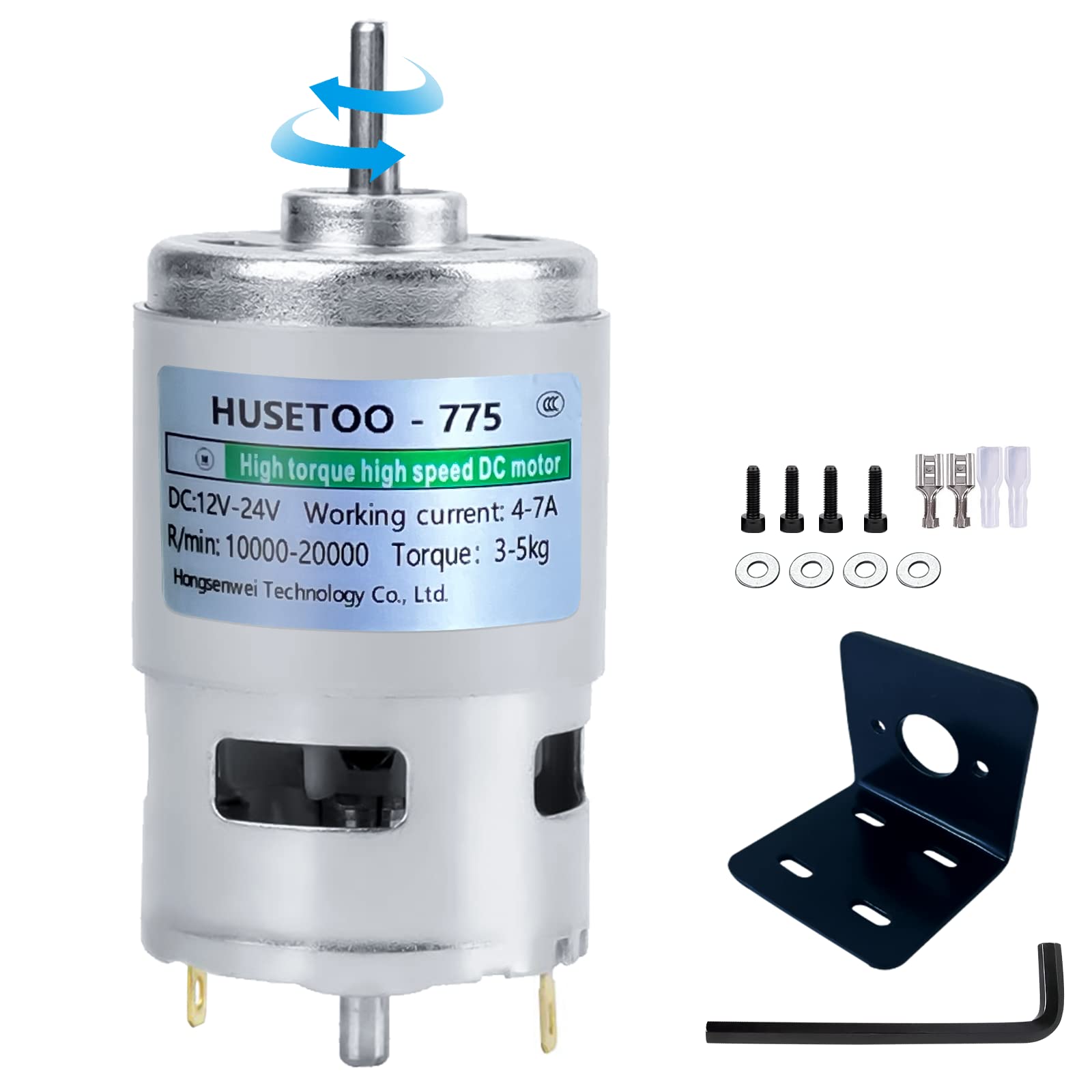 Photo 1 of ?12V 775 DC Motor - High Torque (Max 20000 RPM) Dual Ball Bearing, Built-in Cooling Fan for Power Wheels Upgrade (D Shaft, Includes Bracket)