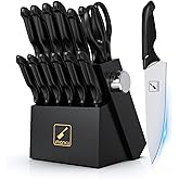 imarku Knife Set with Block, Sharp Knife Set with Built-in Sharpener, Japanese Stainless Steel Kitchen Knife Set with Non-Sli