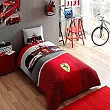 Ferrari-f1-single-twin-duvet-cover-set-bedding-bed-linen-licensed-%100 Cotton ('Comforter not included)