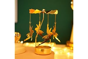 4EVERHOPE Rotating Candle Holder, Gold Spining Metal Tealight Candle Holder for Christmas, Valentine's Day, Party Table Decor, Wedding (Fantasy Elf)