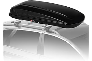 GARVEETECH 70 Inch Rooftop Cargo Box Carrier, 17.6 Cubic Ft. Hard Shell Roof Rack Cargo Carrier with Security Keys, 165 Lbs Capacity Waterproof Rooftop Storage Box, Dual Side Opening