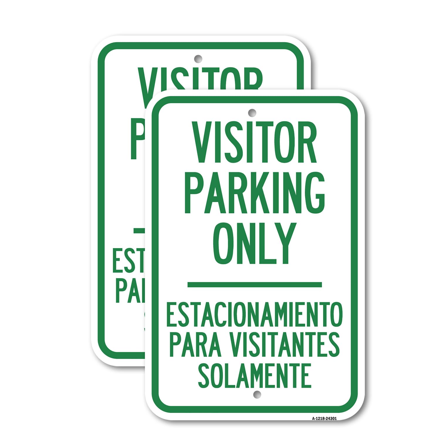 Photo 1 of (2 Pack) Bilingual Reserved Parking Sign Visitor Parking Only - Estacionamiento para Visitantes Solamente | 12" X 18" Heavy-Gauge Aluminum Sign | Rust Free Aluminum, Weather Resistant, Waterproof