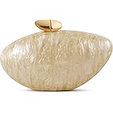 NEWROGENG Acrylic Shell Clutch Purse for Women, Marble Evening Bag with Magnetic Closure for Wedding Party