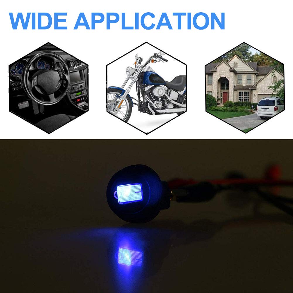 FICBOX 8PACK Round Toggle LED Switch ON/Off Waterproof Round Blue LED 12V 20A Rocker Switch 3Pins for Car Truck Boat (Blue)