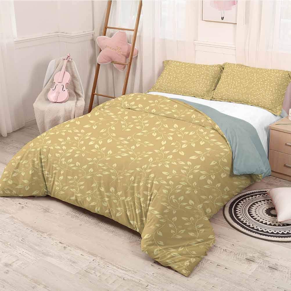 Ford Mackintosh Beige Extra Large Quilt Cover Floral Leaf Patterns Fall Inspired Modern Simple Pure Nature Motifs Modern Art Deco Can be Used as a Quilt Cover-Lightweight (King) Beige Yellow