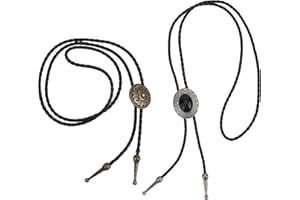 2pcs Bolo Ties for Men, Vintage Leather Western Cowboy Cowgirl Neck Tie Necktie Necklace Adjustable Rodeo Country Accessories