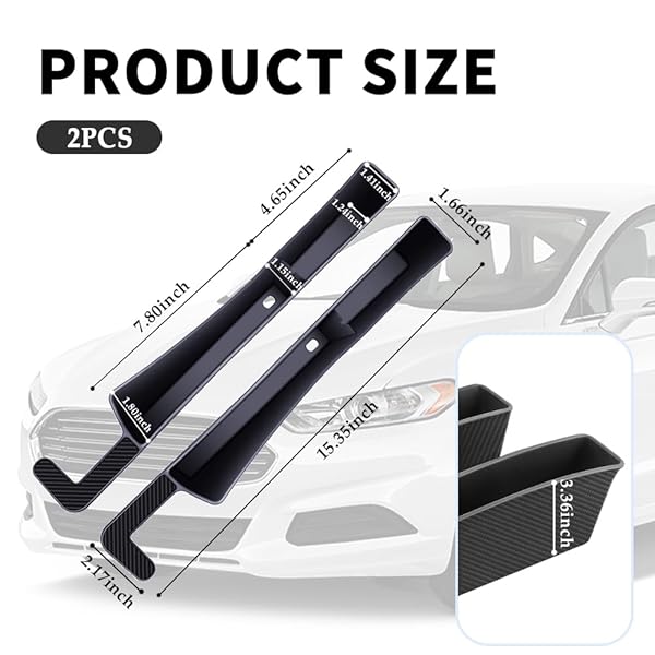 2PCS NEW CAR SEAT GAP FILLER WITH 2 STORAGE AREAS,STYLISH CAR SEAT GAP STORAGE FOR STABILIZING PHONE,KEYS WALLET,UNIVERSAL CAR SEAT GAP FILLER ORGANIZER INTERIOR ACCESSORIES (CARBON BLACK)