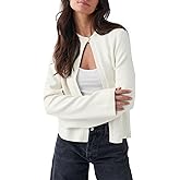 Saodimallsu Womens Lightweight Cardigans Open Front Long Sleeve One Button Casual Crewneck Loose Knit Shrug Sweater