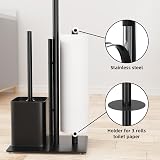 susswiff Toilet Roll Holder with Brush Stainless Steel Free Standing Black view 4