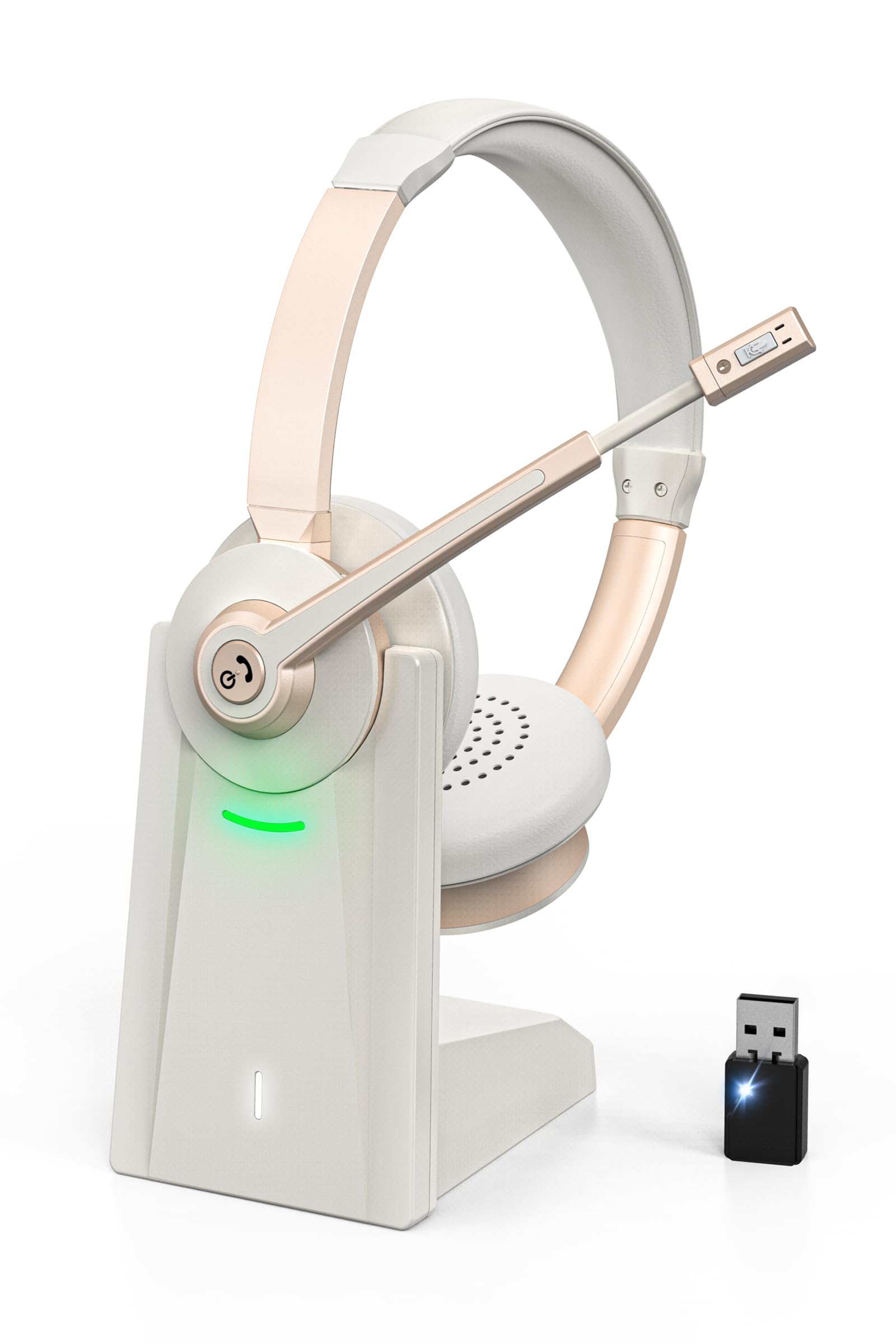 Photo 1 of Wireless Headset with Mic for Work, Bluetooth Headset with AI Noise Canceling Microphone, Wireless Headphones with USB Dongle, Charging Base & Mic Mute for for PC/Cell Phones/Call Center/Teams