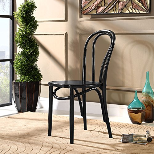 Modway Eon Natural Elm Wood Kitchen and Dining Room Chair in Black