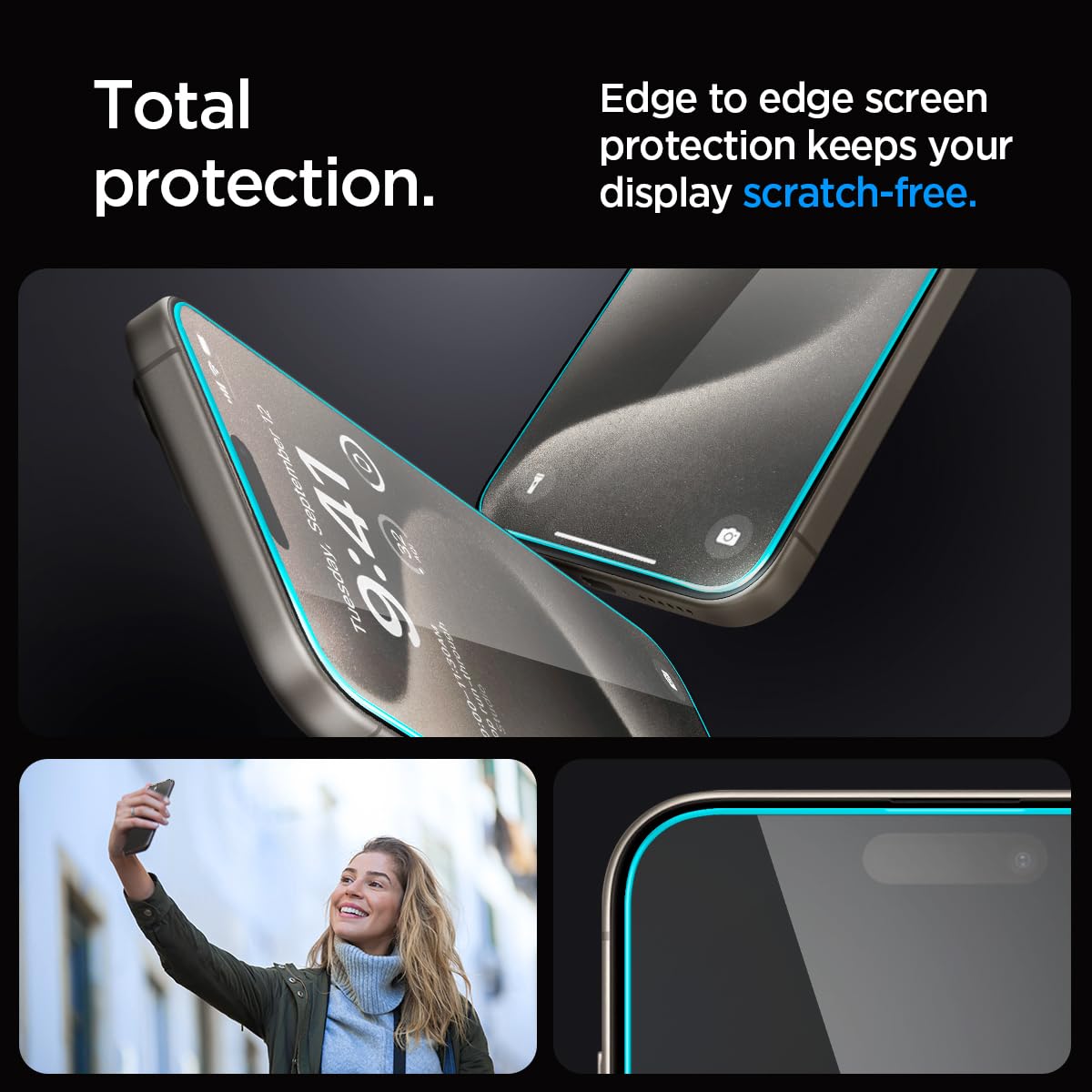 Spigen Tempered Glass Screen Protector [GlasTR EZ FIT] designed for iPhone 15 Pro Max [Case Friendly] - 2 Pack