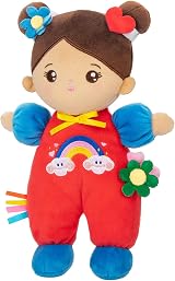 OUOZZZ Brown Baby Doll 10 Inch Soft Rag Doll Machine Washable Safe Rattle view 7