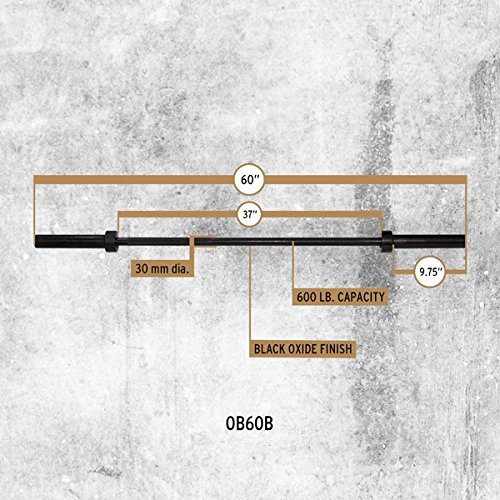 BodySolid OB60 Black 5' Short Olympic Weight Lifting Bar 600 Pound